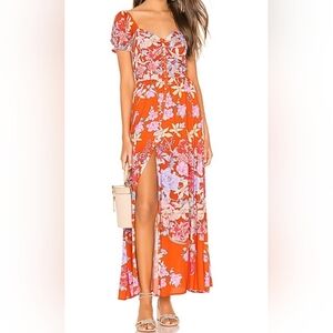 Spell & The Gypsy Floral Maxi Dress with Puff Sleeves Size XS